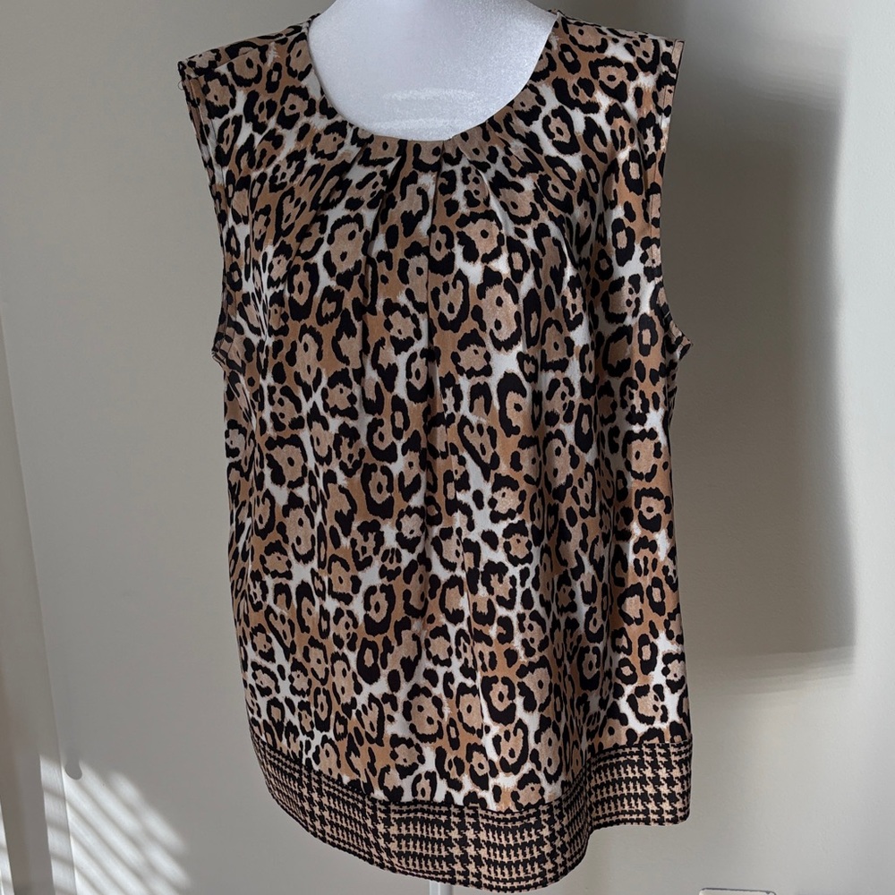 Jones New York Collection Leopard Print Sleeveless Top sz XL